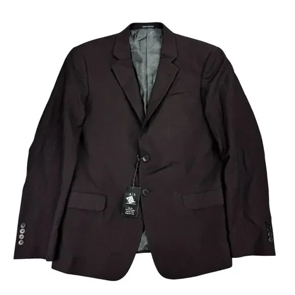 Armani Exchange Mens Slim Fit Wool Windowpane Suit Jacket Brown Black 42R - Picture 1 of 6